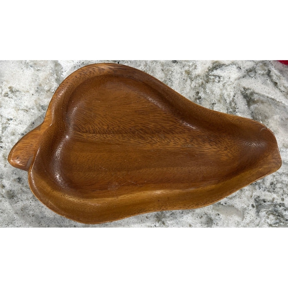 Monkey Pod Anthurium Leaf Dish Bowl Hand‎ Crafted Hawaii Harry's Cabinet 9"x5"